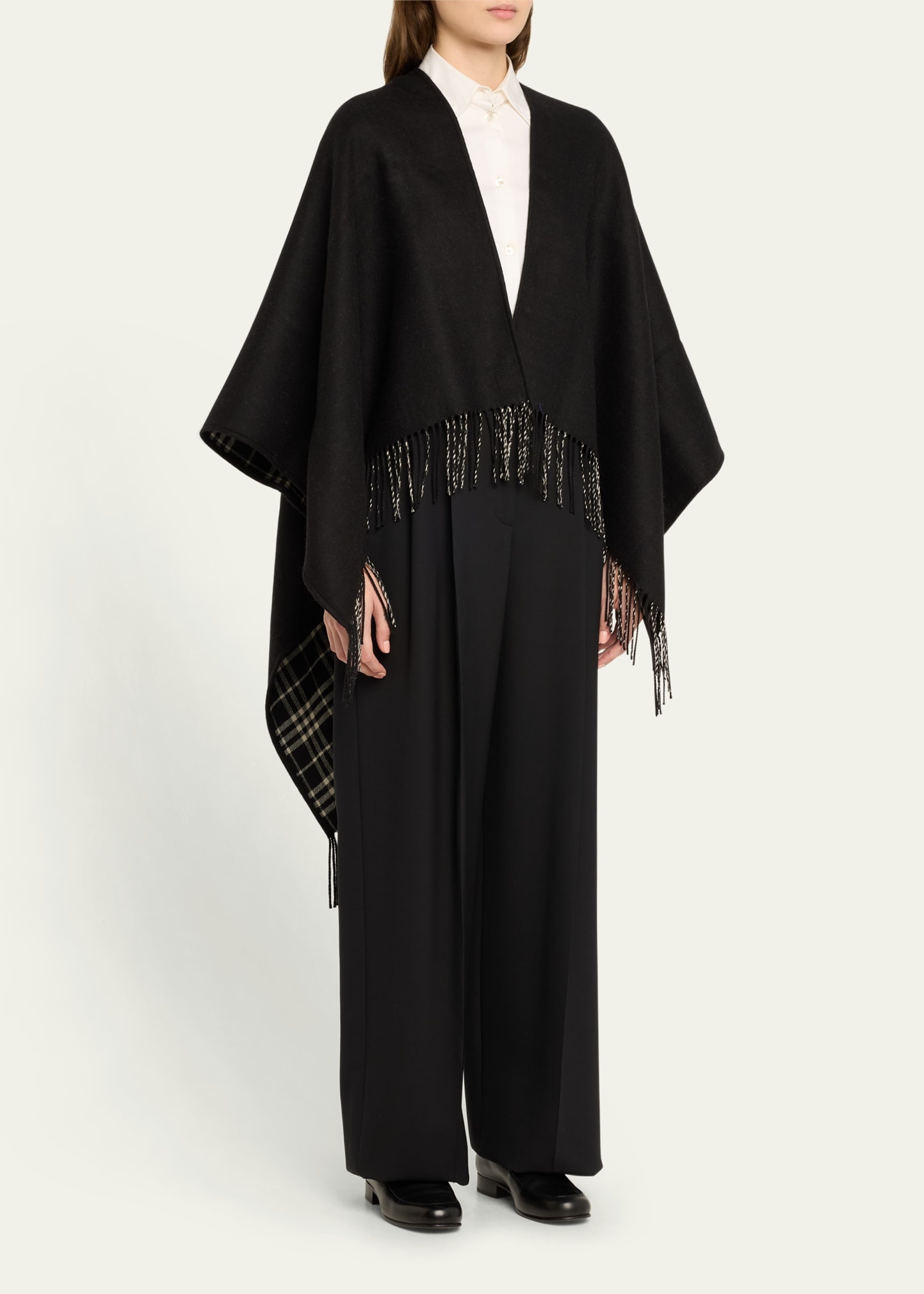 Charlotte Check Wool Cape - 4