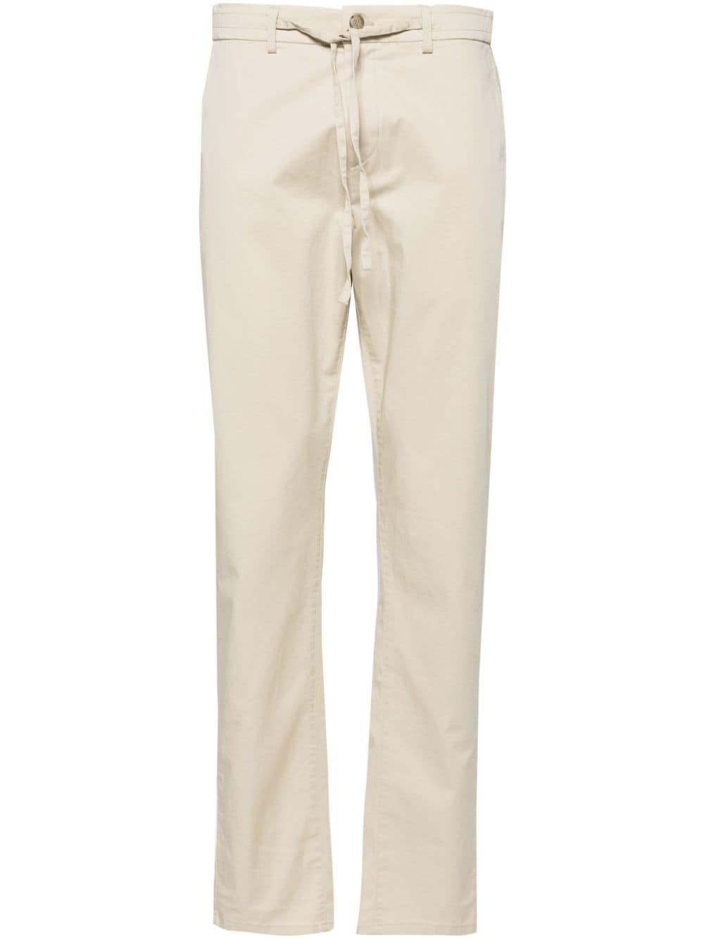 drawstring-waist cotton chino trousers - 1