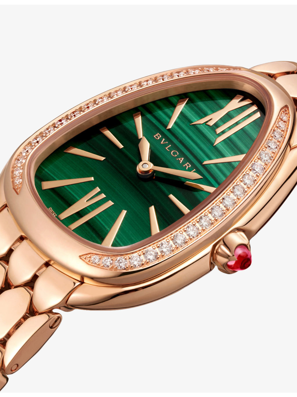Serpenti Seduttori 18ct Rose Gold, 0.38ct Diamonds And 0.108ct Rubellite Quartz Watch - 5