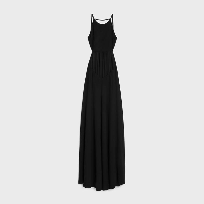 CELINE long open back dress in silk georgette outlook