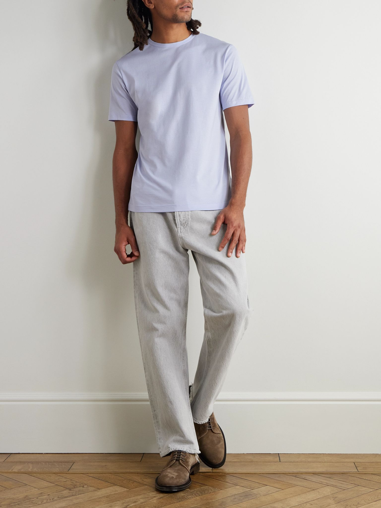 Slim-Fit Cotton-Jersey T-Shirt Purple - 2