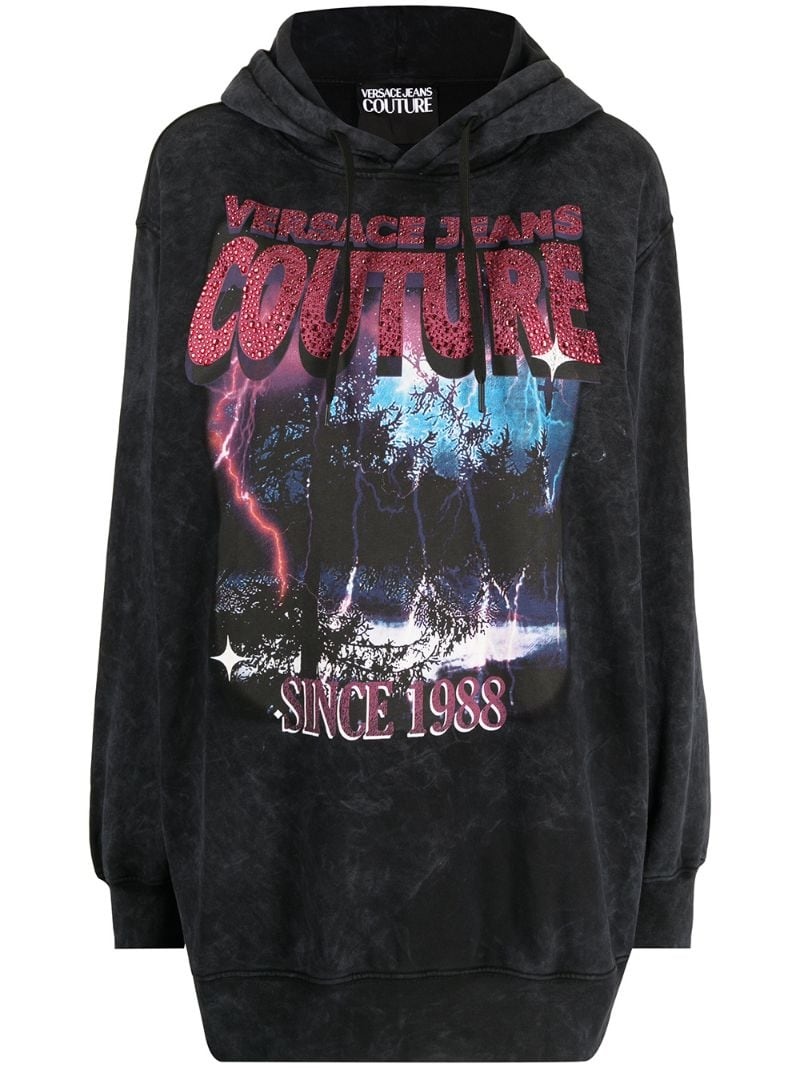 graphic-print cotton hoodie - 1