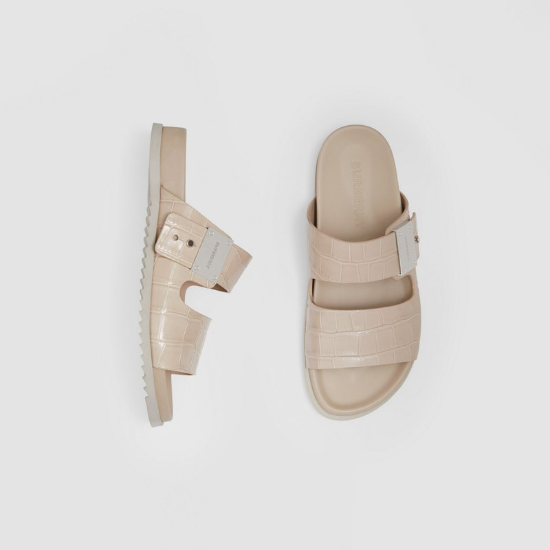 Logo Detail Leather Sandals 1