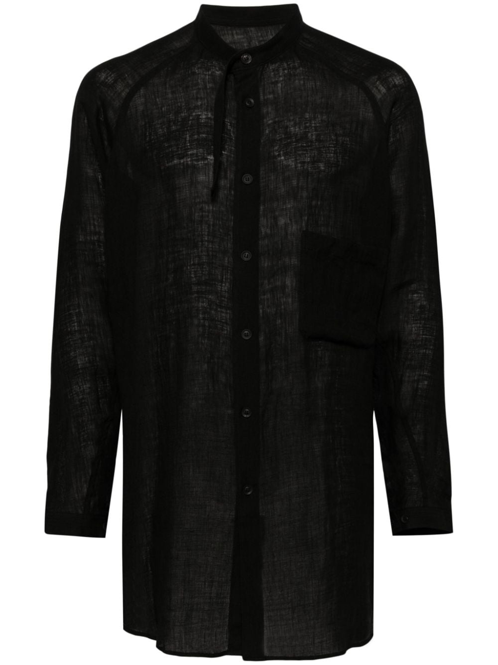 panelled linen shirt - 1