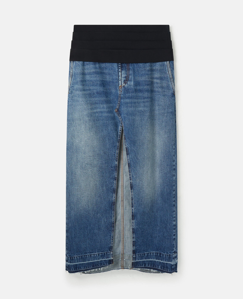 Tuxedo-Inspired Denim Midi-Skirt - 1