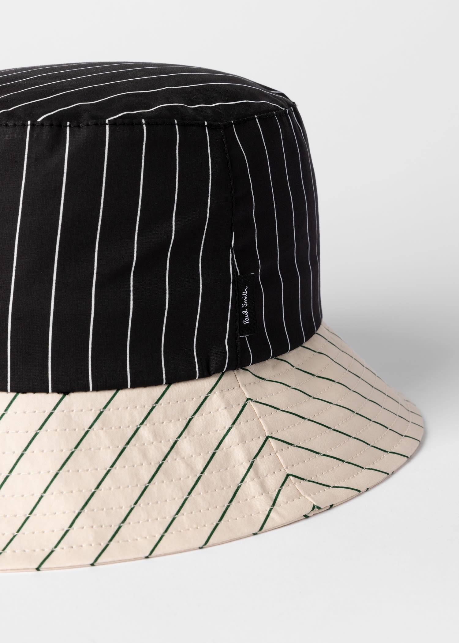 Black and Cream Stripe Bucket Hat - 3