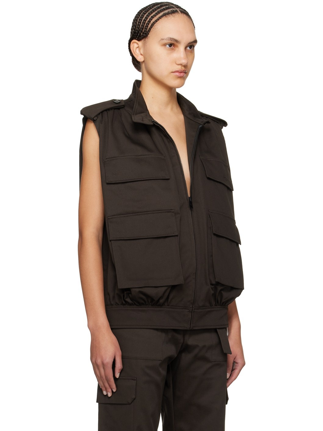 Brown Cargo Vest - 2