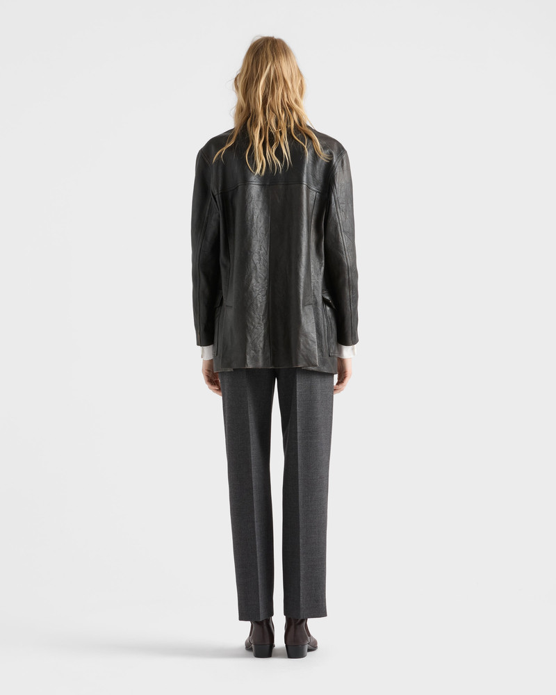 Double-breasted nappa leather caban jacket 5