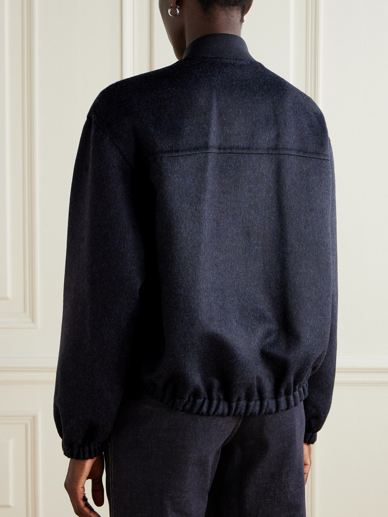 Bead-embellished Leather-trimmed Wool Bomber Jacket 3