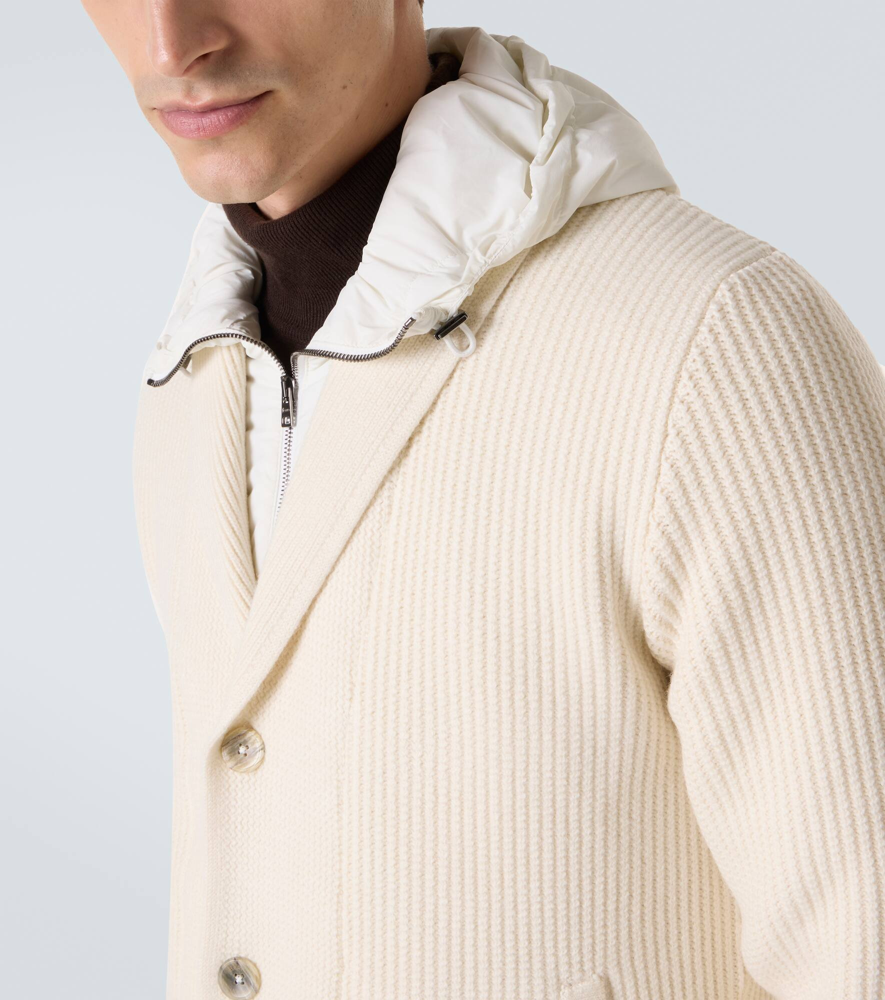 Ribbed-knit wool cardigan - 6