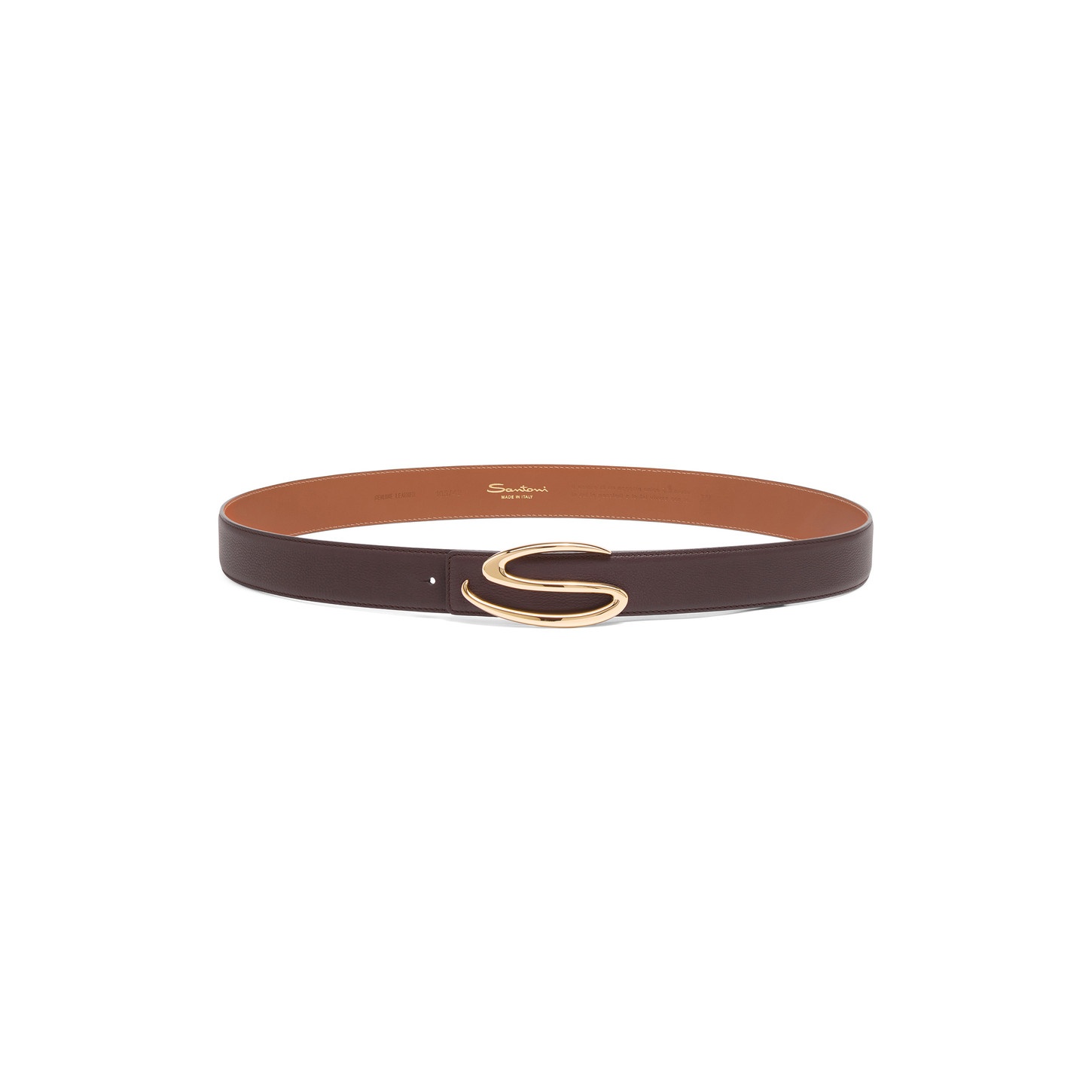 Dark brown tumbled leather belt strap - 4