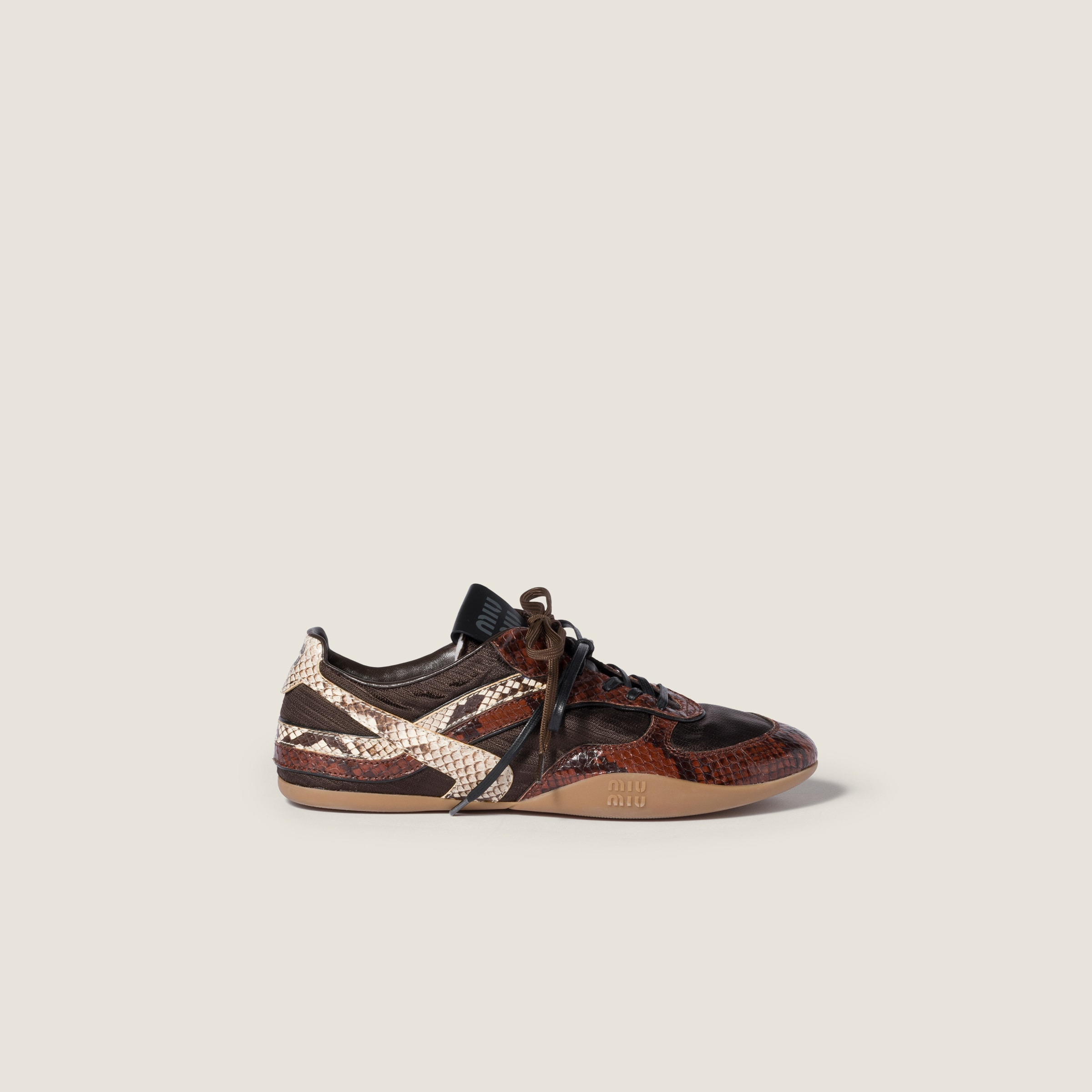 Gymnasium technical fabric and python-print Ayers leather sneakers - 2
