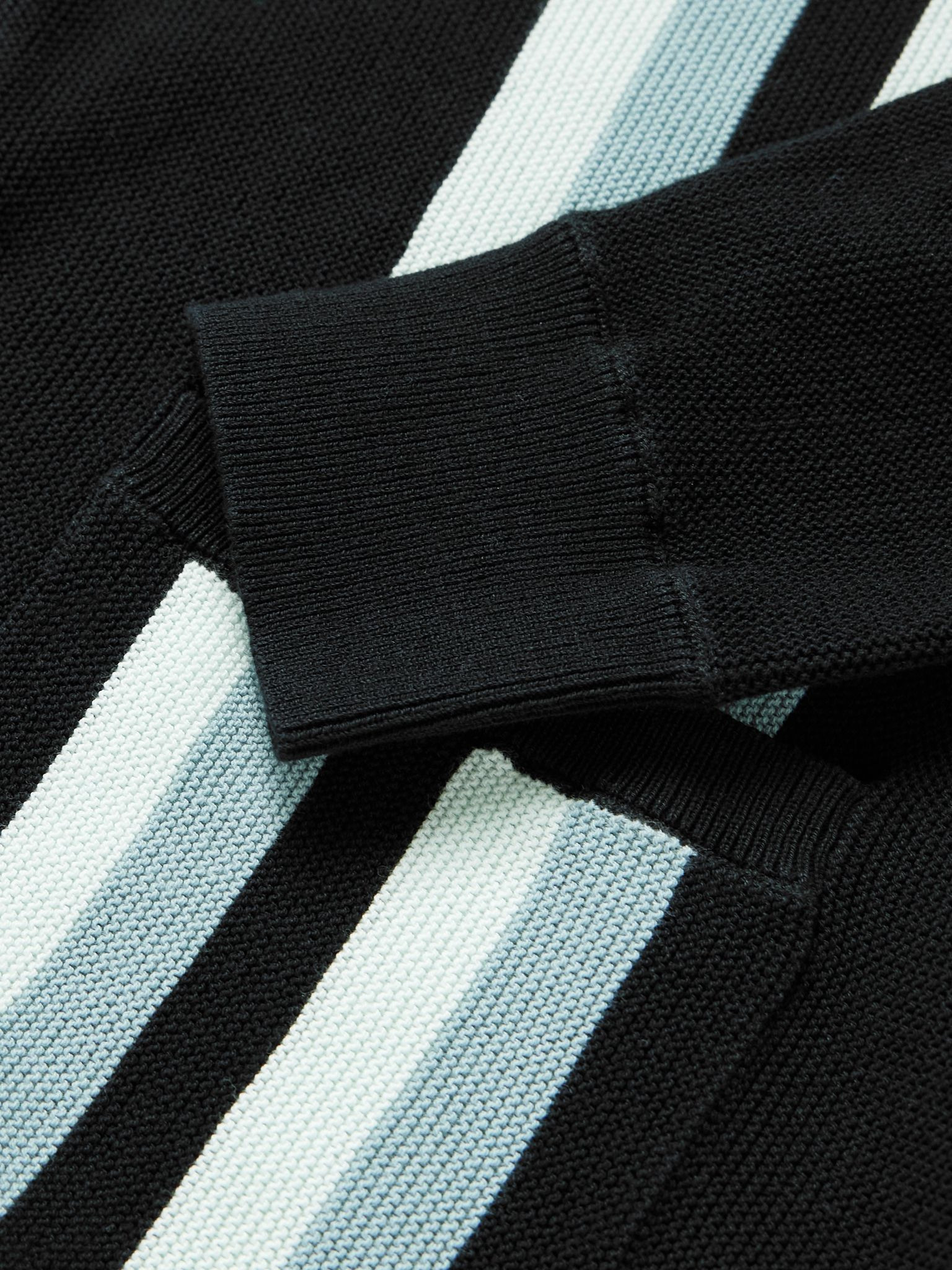Striped Cotton Cardigan Black - 5