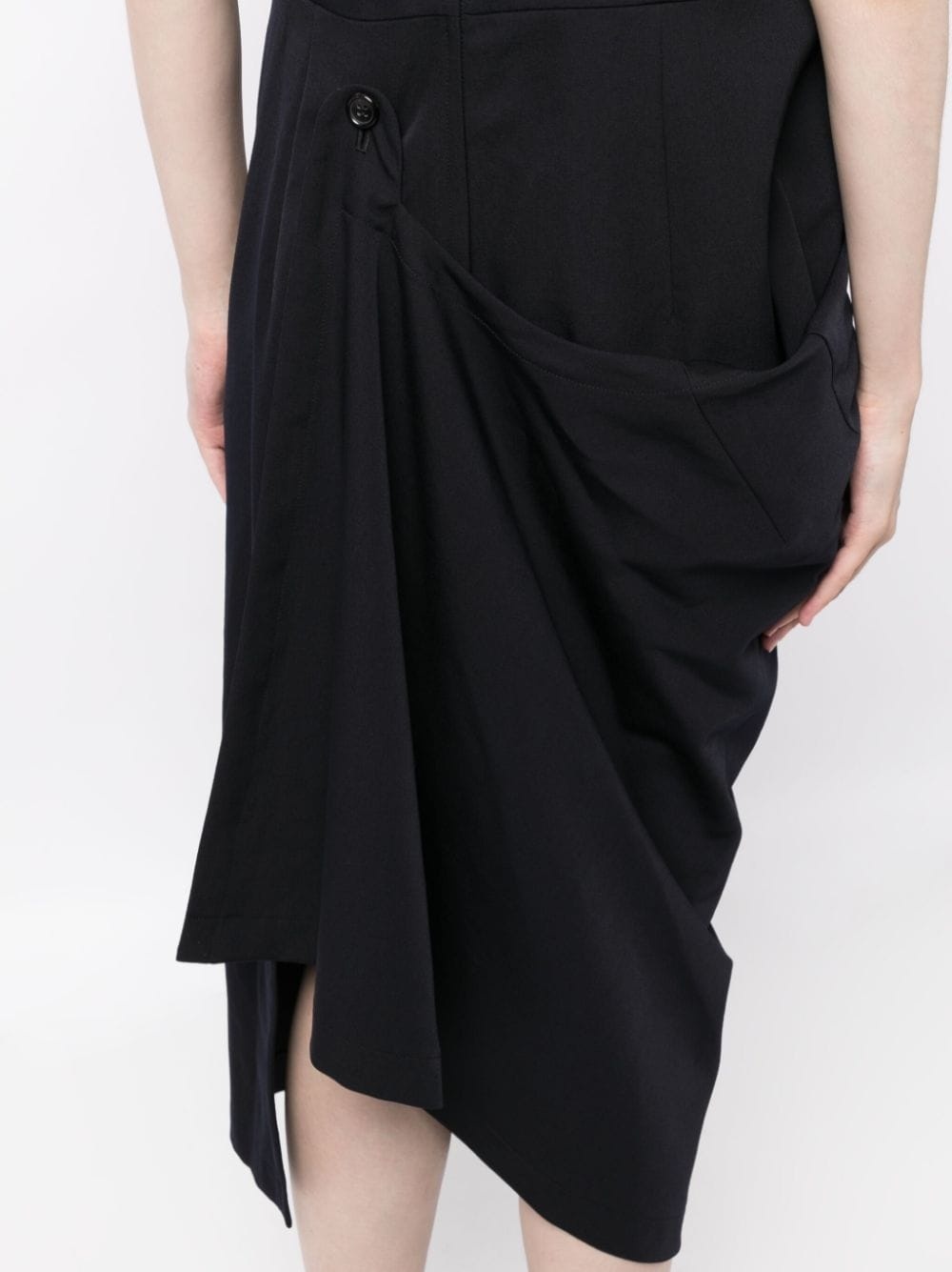 sleeveless draped wool dress - 11