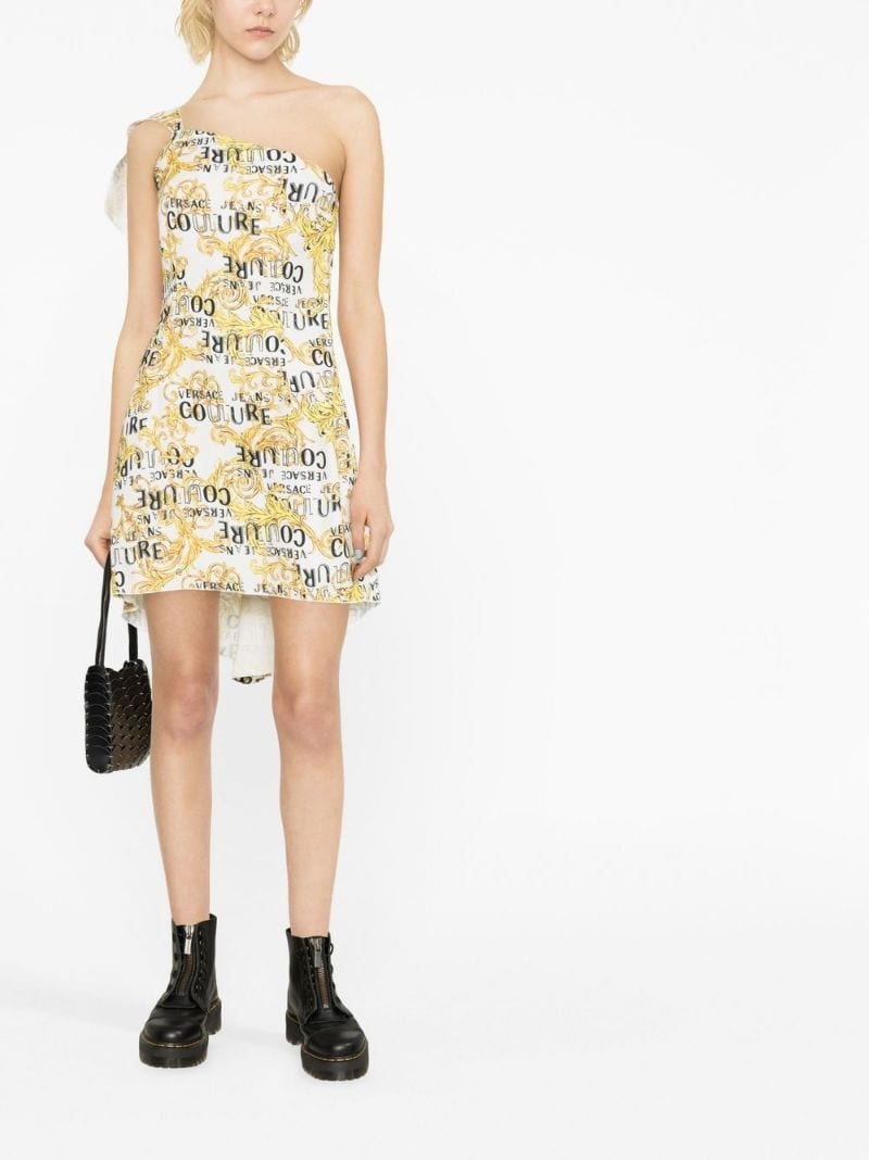 logo-print one-shoulder dress - 2