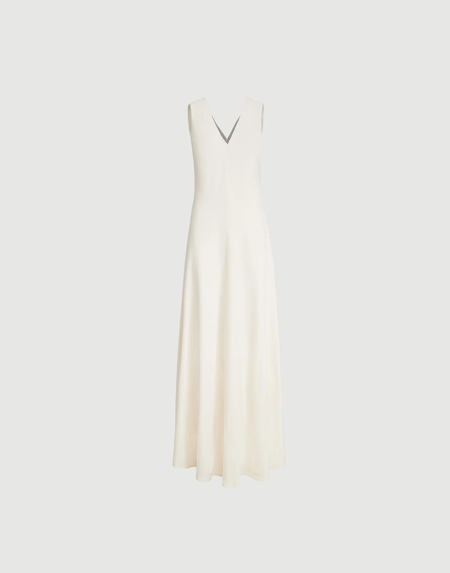 Silk and acetate crêpe cady fluid dress with precious neckline - 1