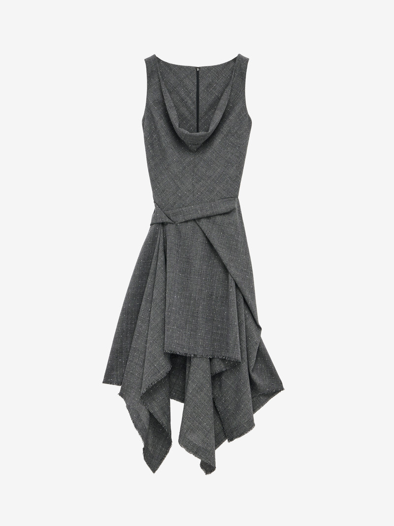 Flecked Glen Check Asymmetric Dress 1