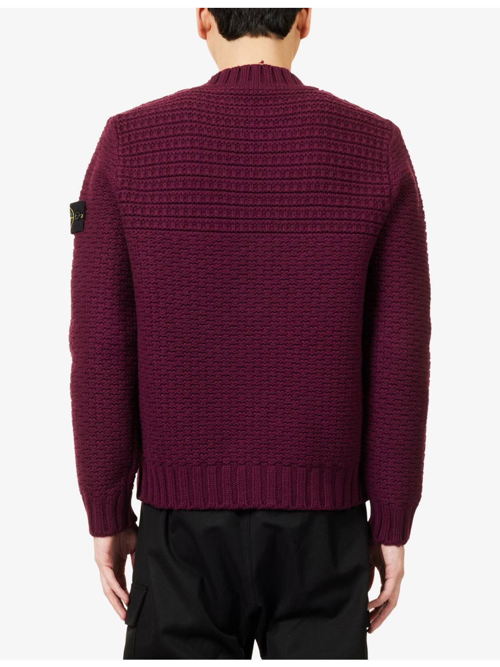 Logo-Patch Textured Wool-Knit Jumper - 4