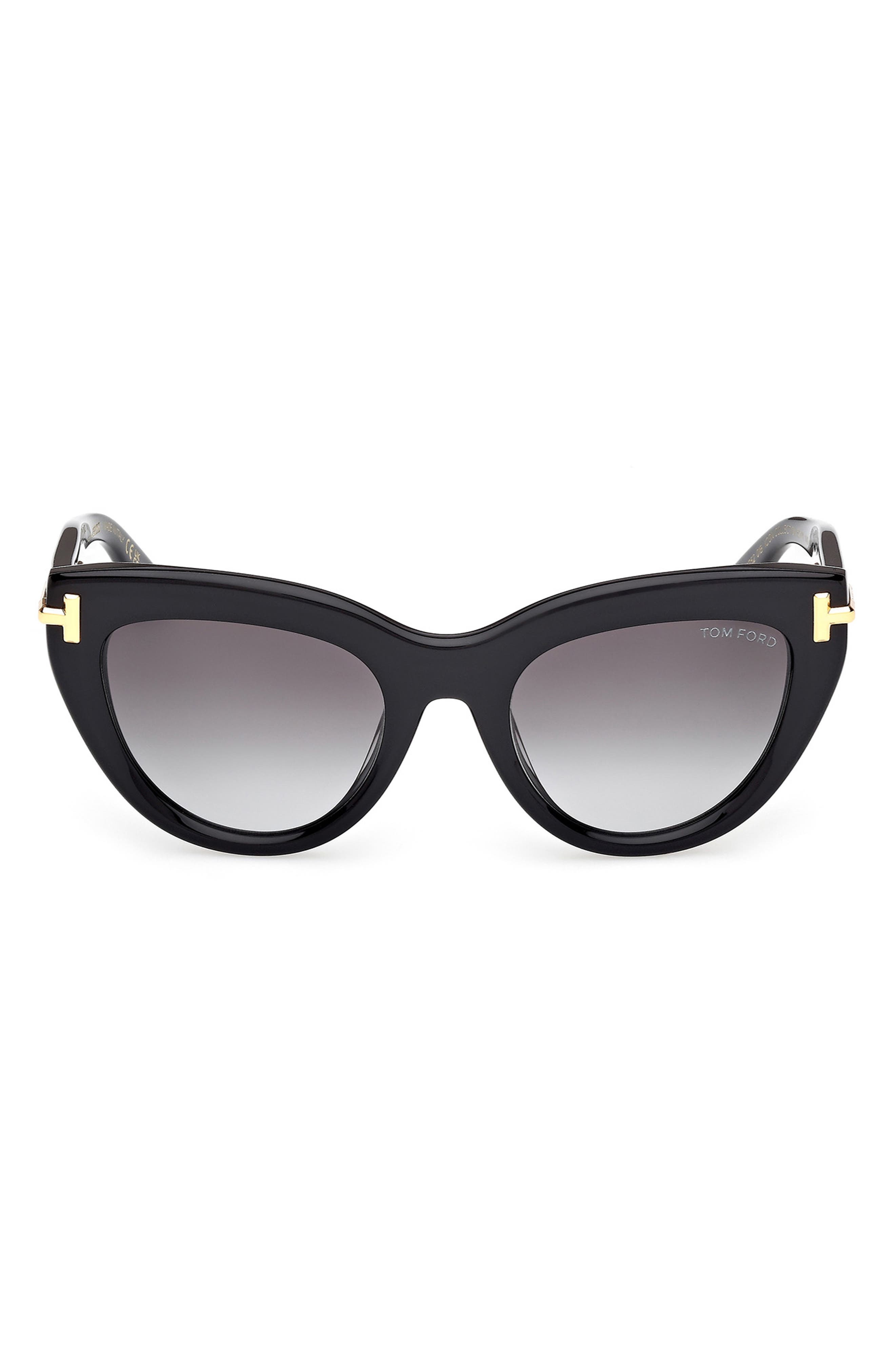 TOM FORD Icon 52mm Cat Eye Sunglasses in Shiny Black Beveled /Smoke at Nordstrom - 1