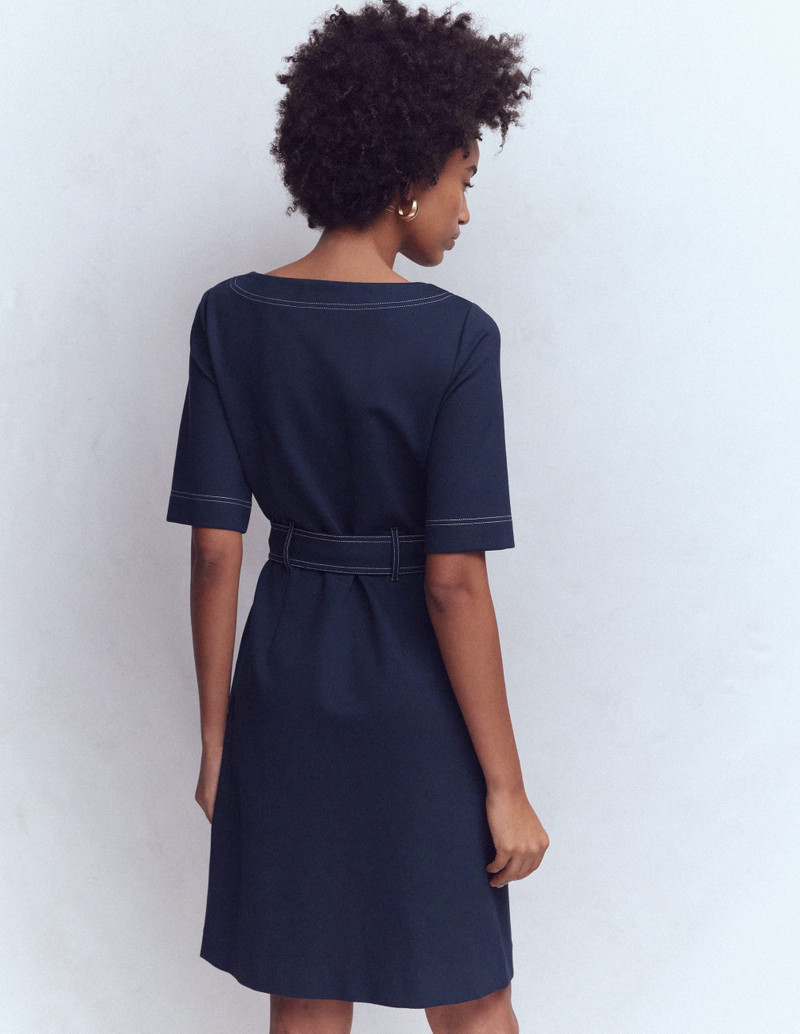 Bria Ponte Shift Dress-Navy 4