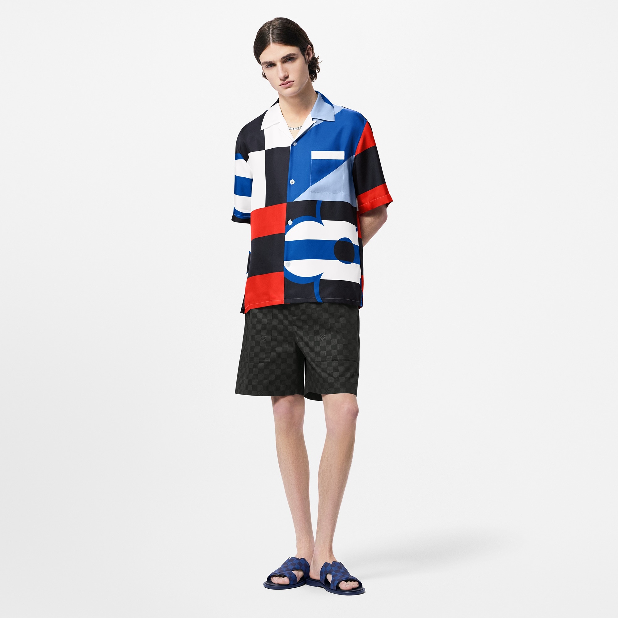Damier Cotton Casual Shorts - 3