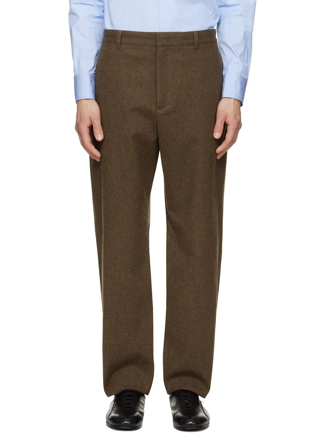 Brown Wool Melton Trousers - 1
