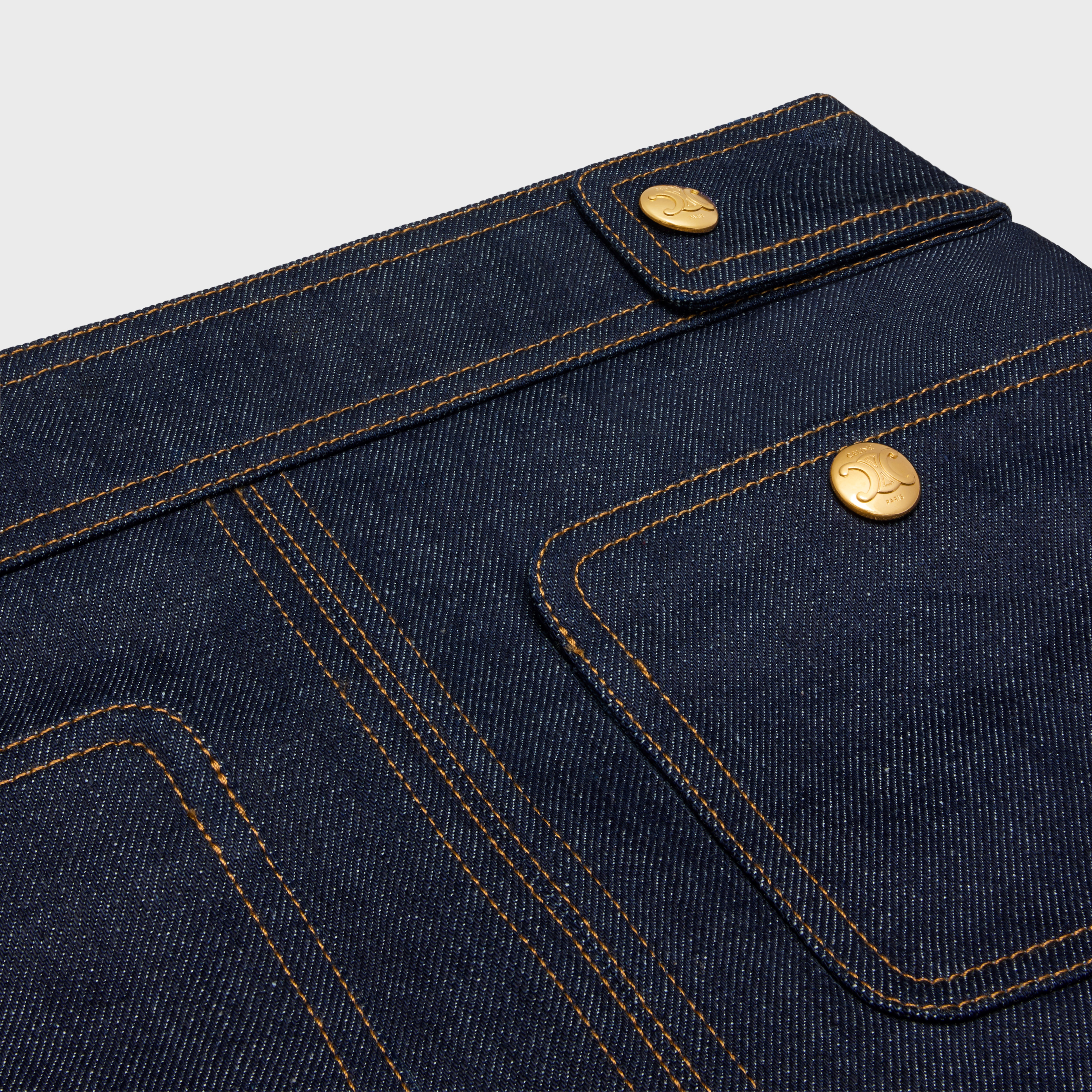 trapeze mini skirt in raw wash denim - 3