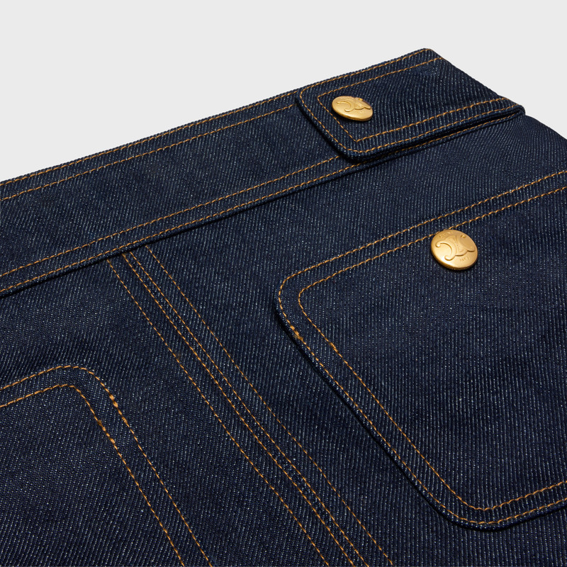 trapeze mini skirt in raw wash denim 3