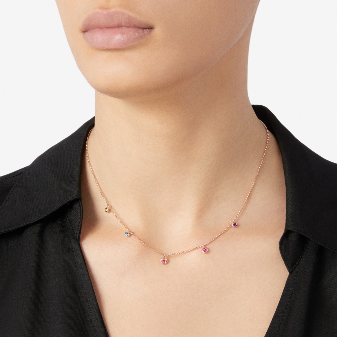 Rose Gold & Coloured Stone Bollicine Necklace - 3