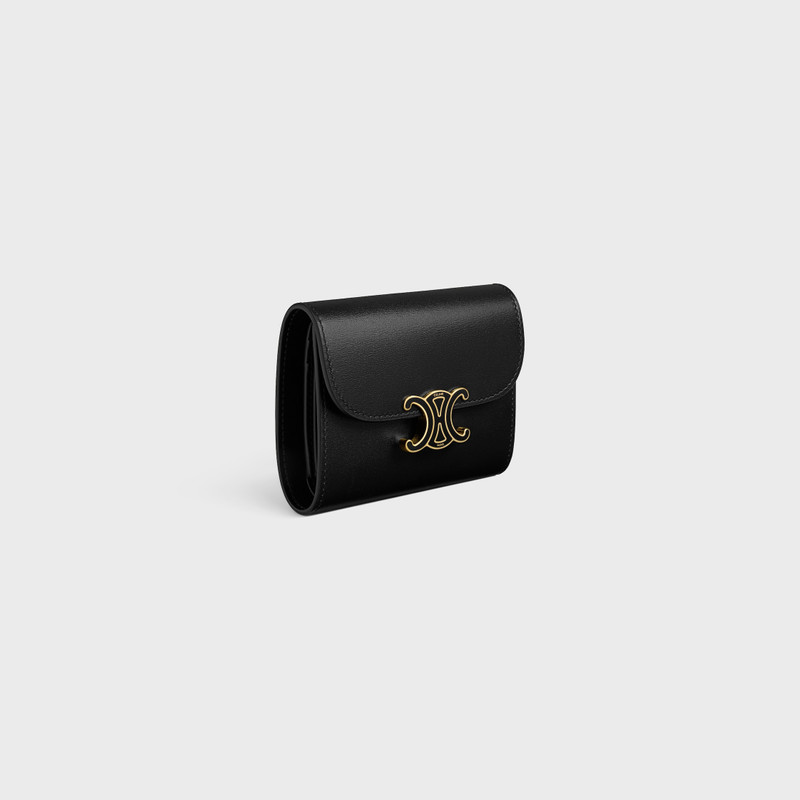 CELINE Small Flap Wallet TRIOMPHE IN Shiny calfskin and enamel outlook