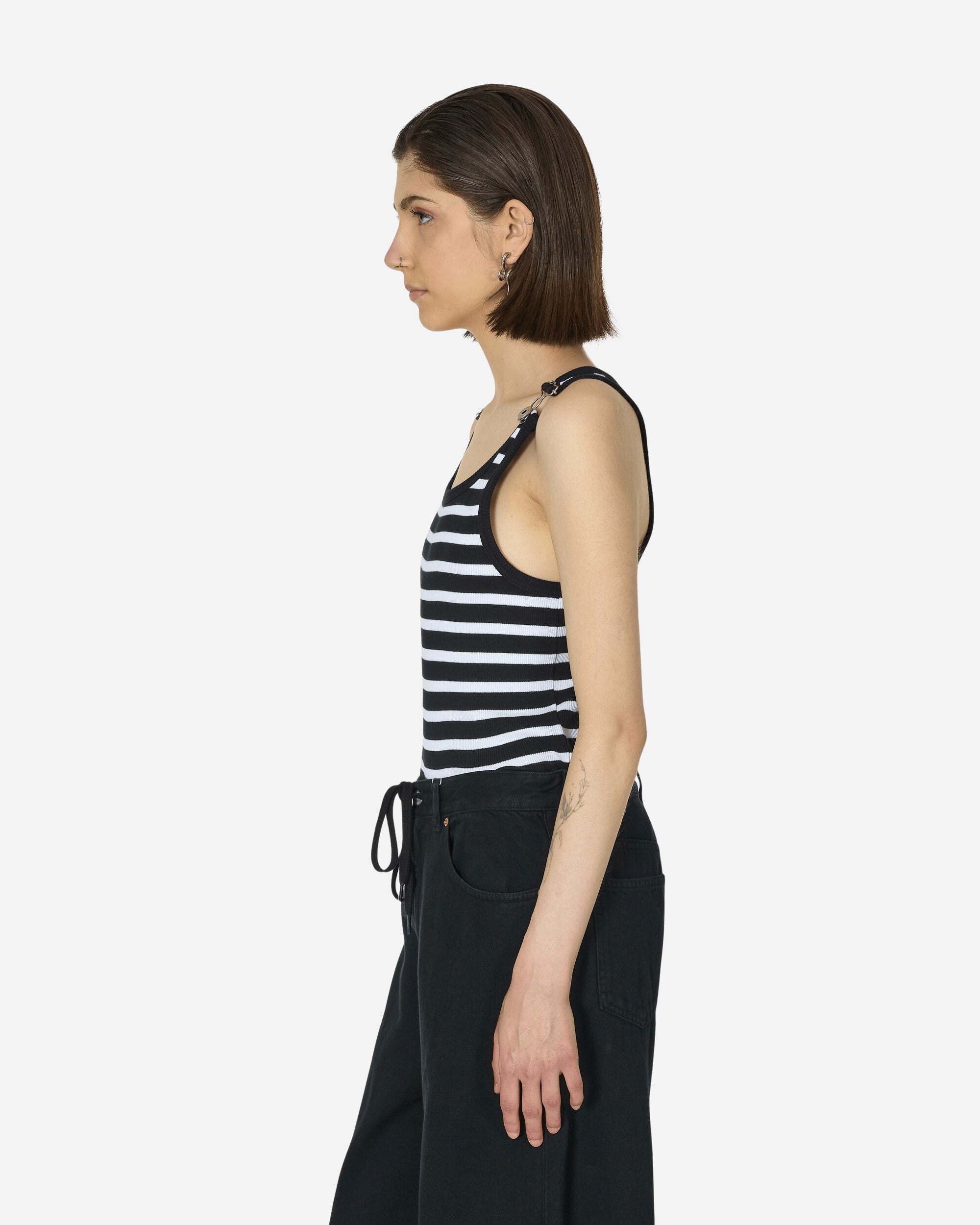 Strapped Marinière Tank Top Black / White - 2