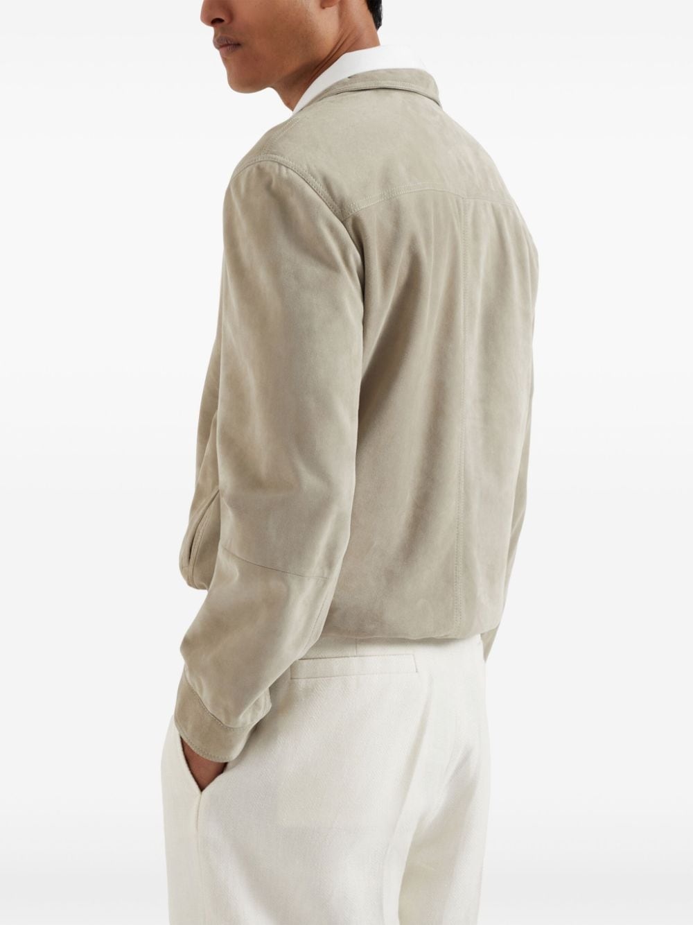 zip-up suede jacket - 4