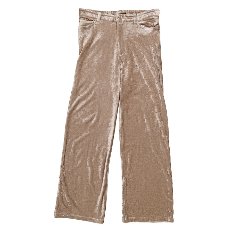 Balenciaga Velvet Stretch Wide-Leg Trousers In Desert Beige - 4