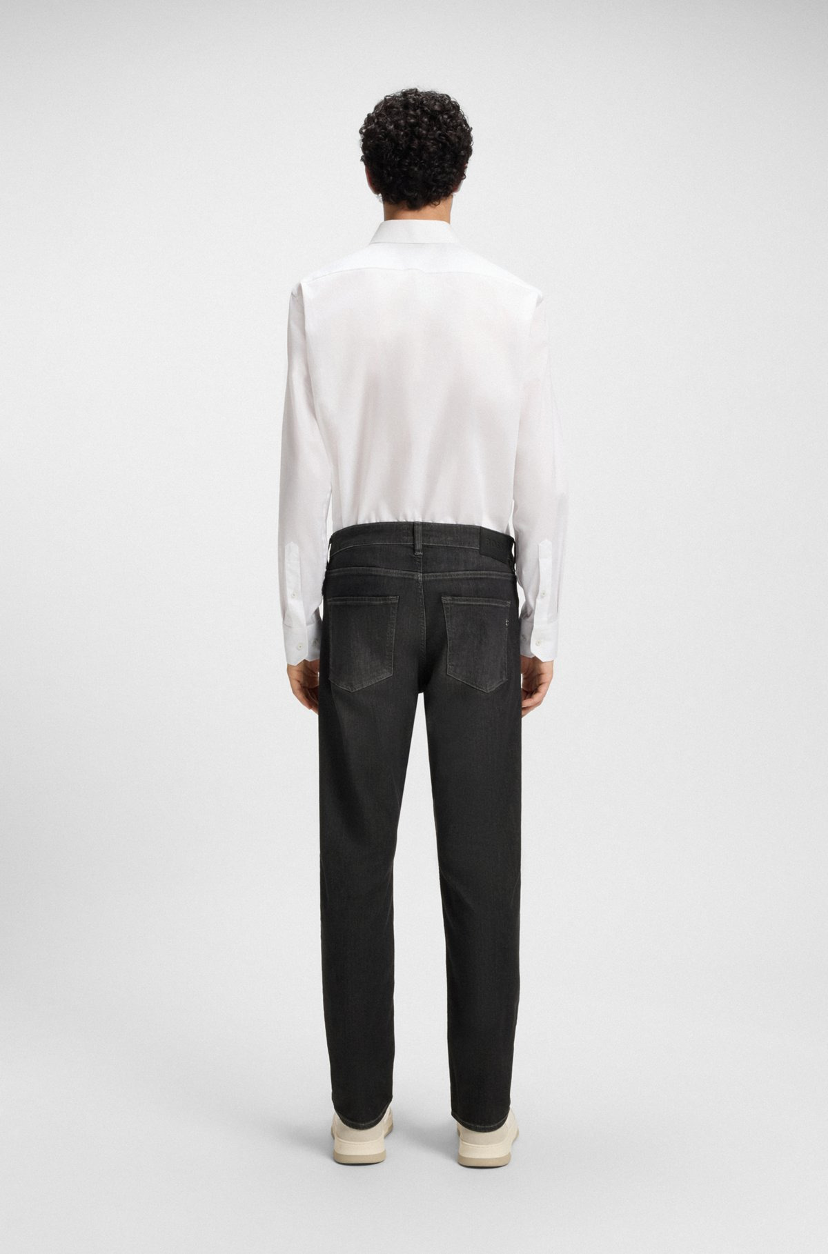 SLIM-FIT JEANS IN BLACK STRETCH DENIM - 4