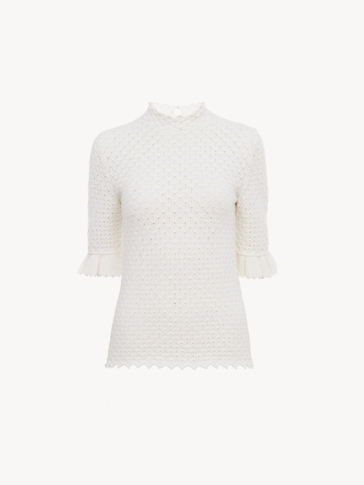 SHORT-SLEEVE SWEATER IN WOOL & CASHMERE KNIT - 2