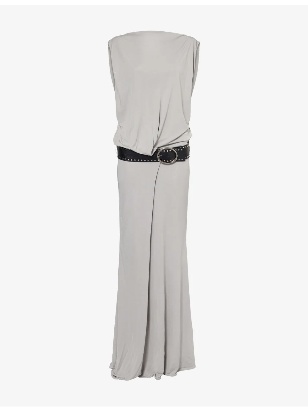 Leather Belted Jersey Maxi Dress - 1