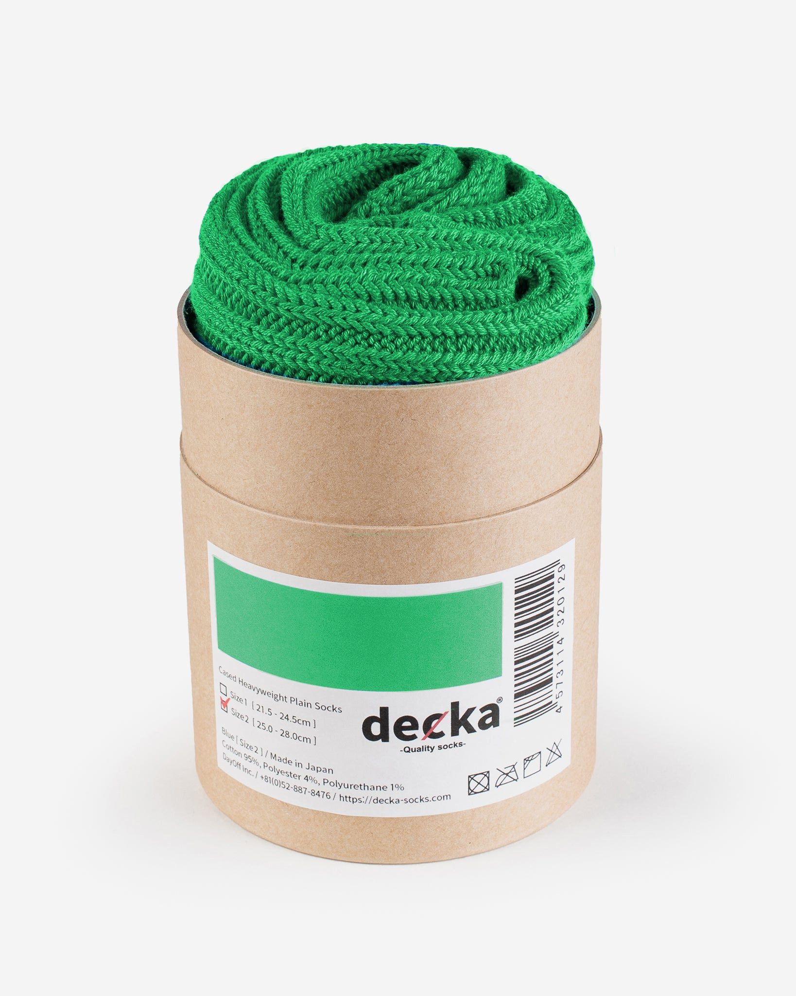 DEC-CAS-N-GRN Decka Cased Heavyweight Plain Socks - Neon Green - 1