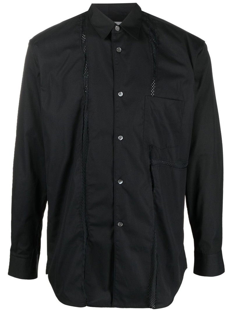 mesh-panelled long-sleeve shirt 1