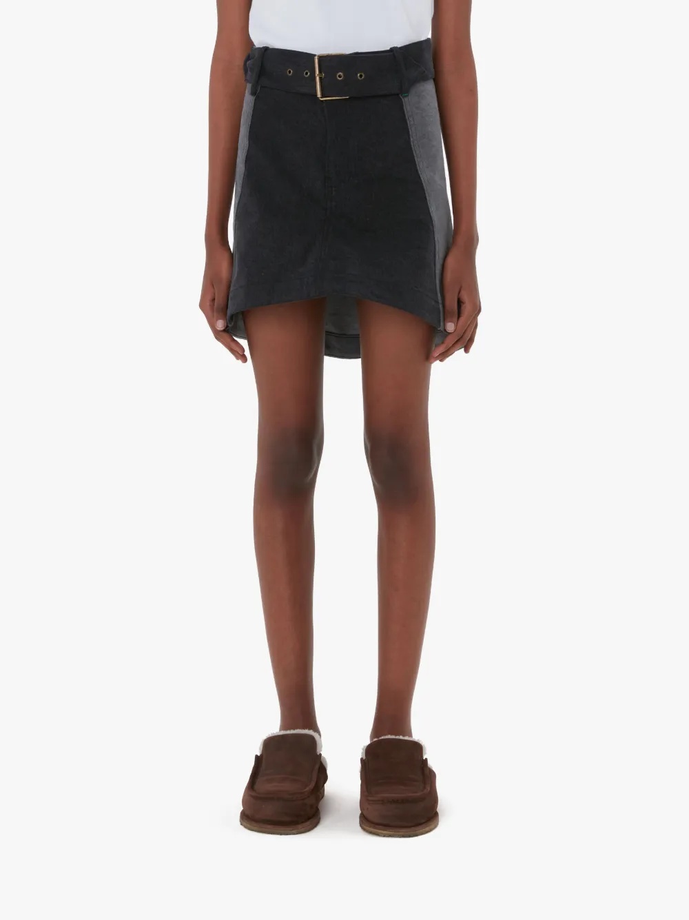 PANELED MINI DENIM SKIRT - 2