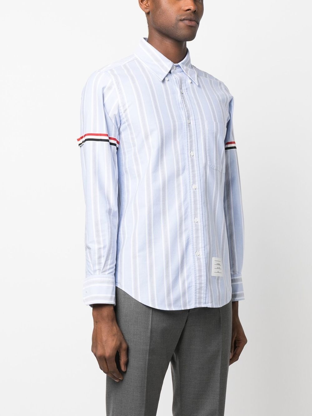 stripe-trim detail shirt - 3