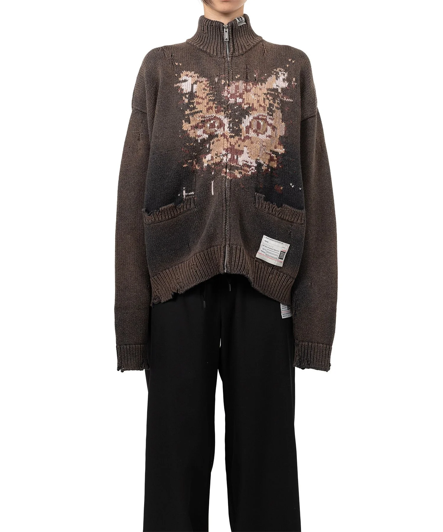 Cat Jacquard Knit Cardigan - 1