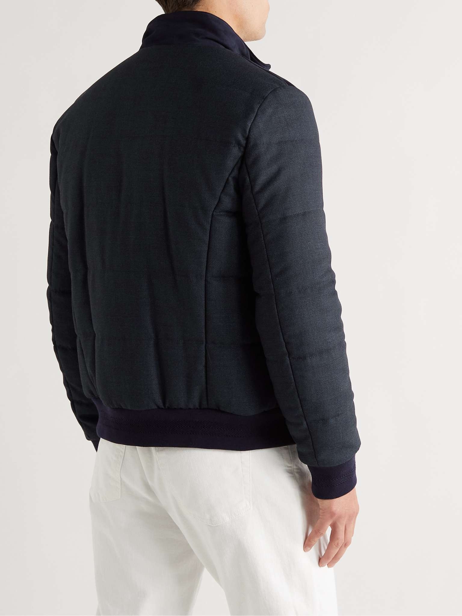 Impeccabile Quilted Wool and Suede Bomber Jacket - 4