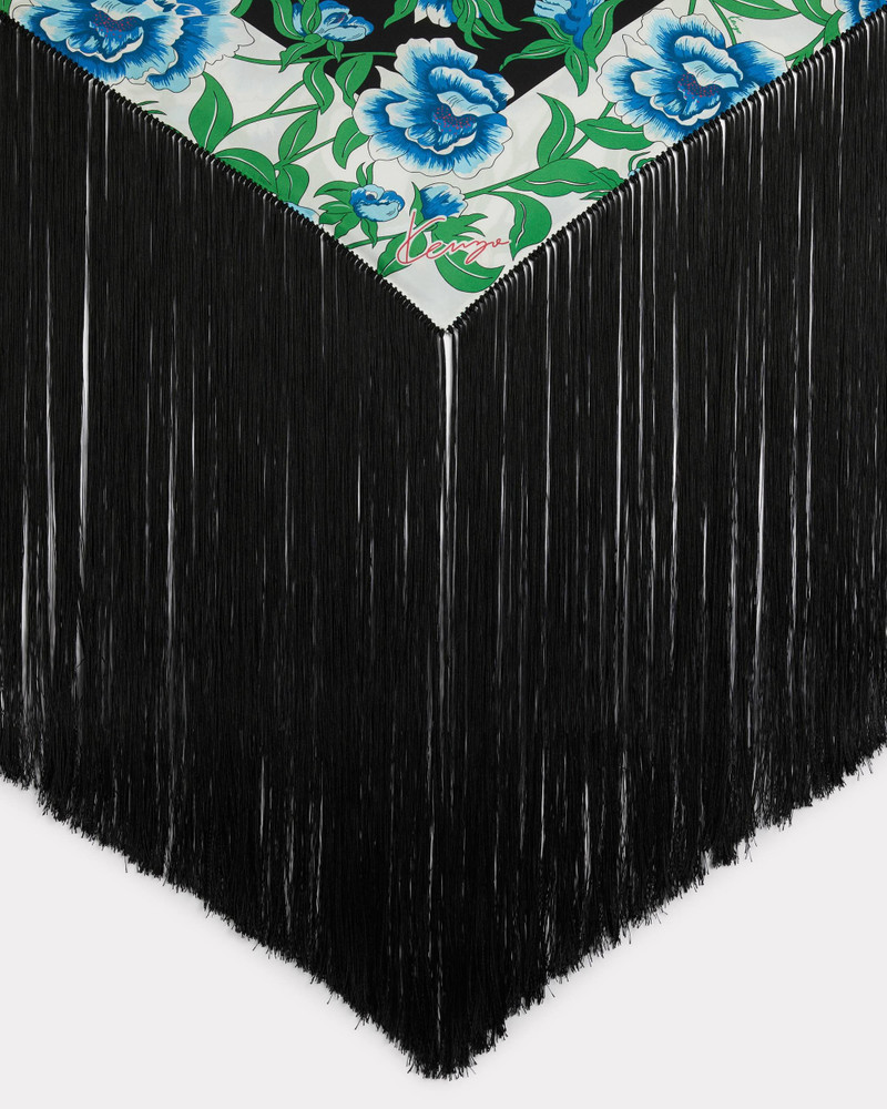 KENZO 'KENZO Peonies' large tassel triangle in silk outlook