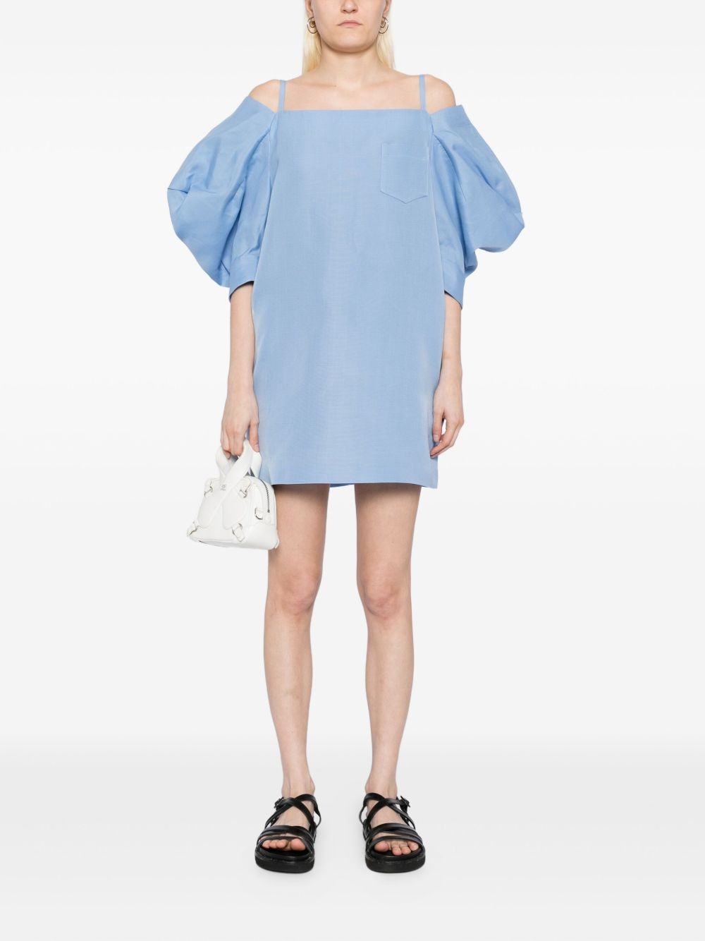 double-faced puff-sleeves dress - 2