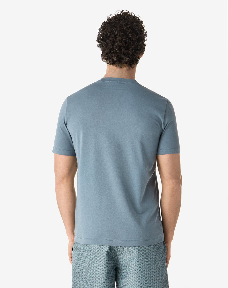 Teal green crew neck jersey t-shirt with print 3