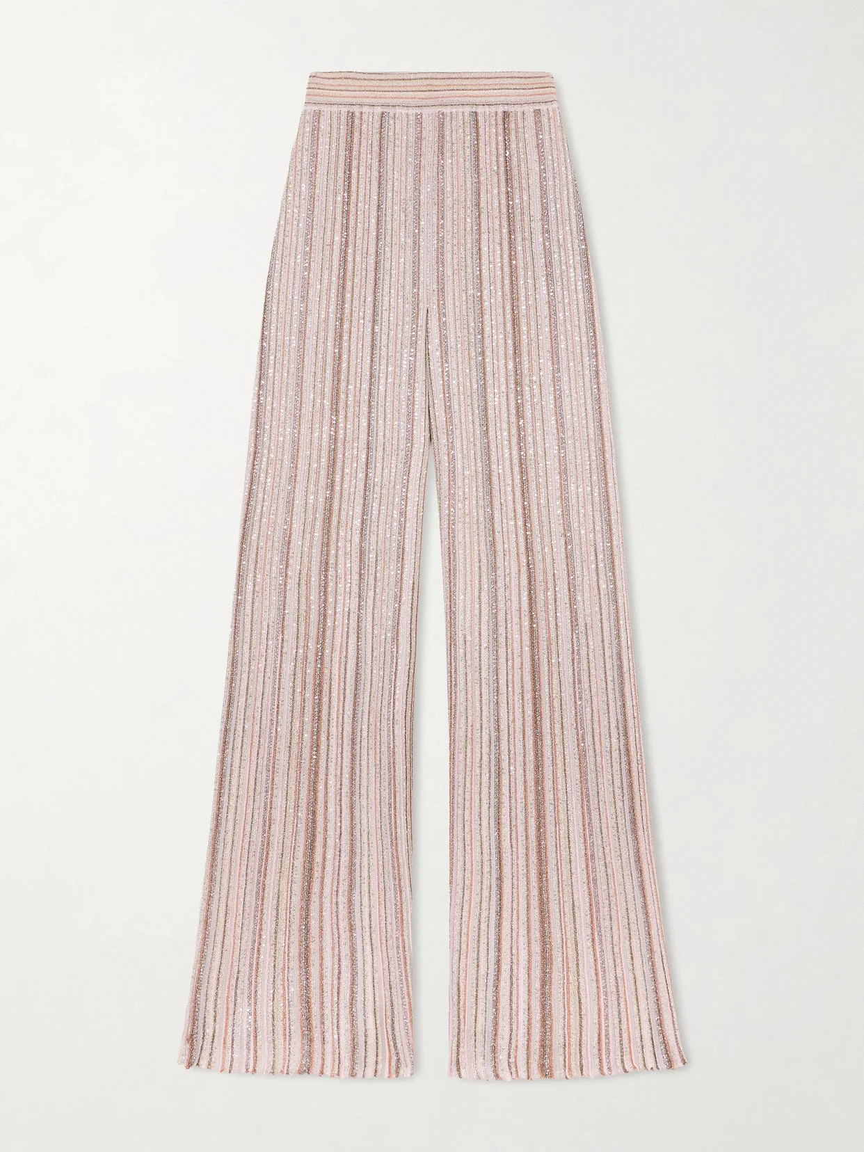 Striped Metallic Crochet-knit Wide-leg Pants - 1