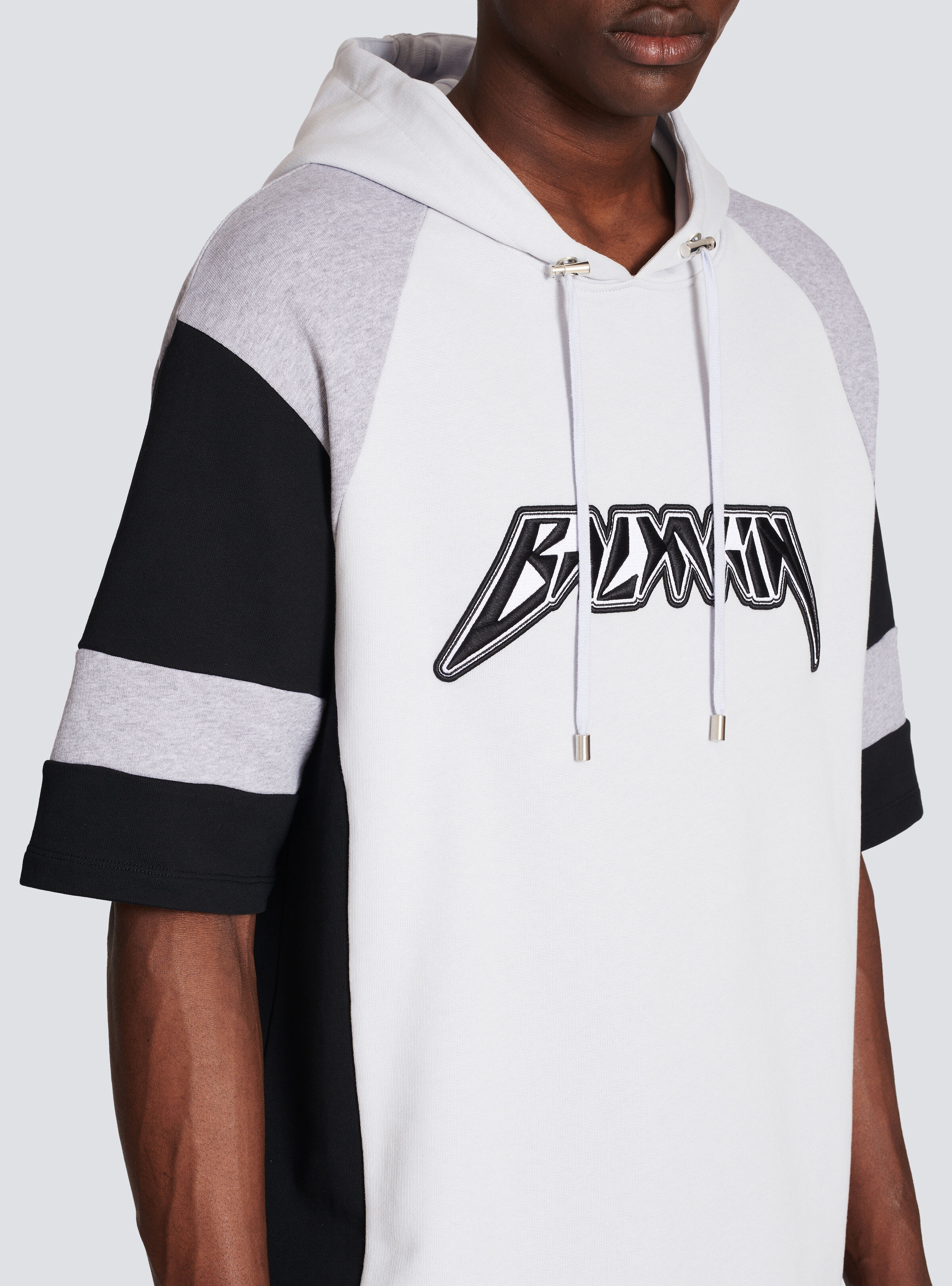 Oversized cotton hoodie with embroidered Balmain logo - 7