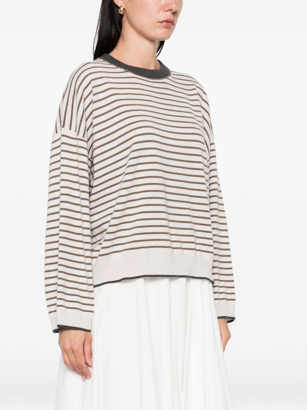 striped crew-neck sweater - 3