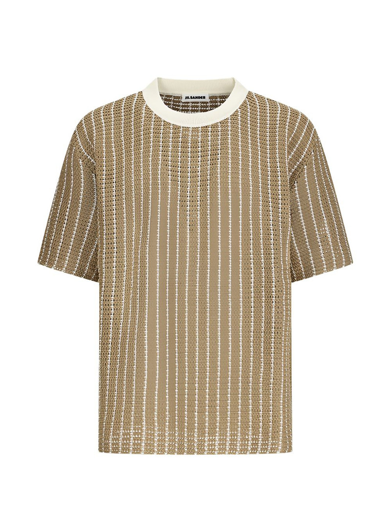 striped open-knit T-shirt 1