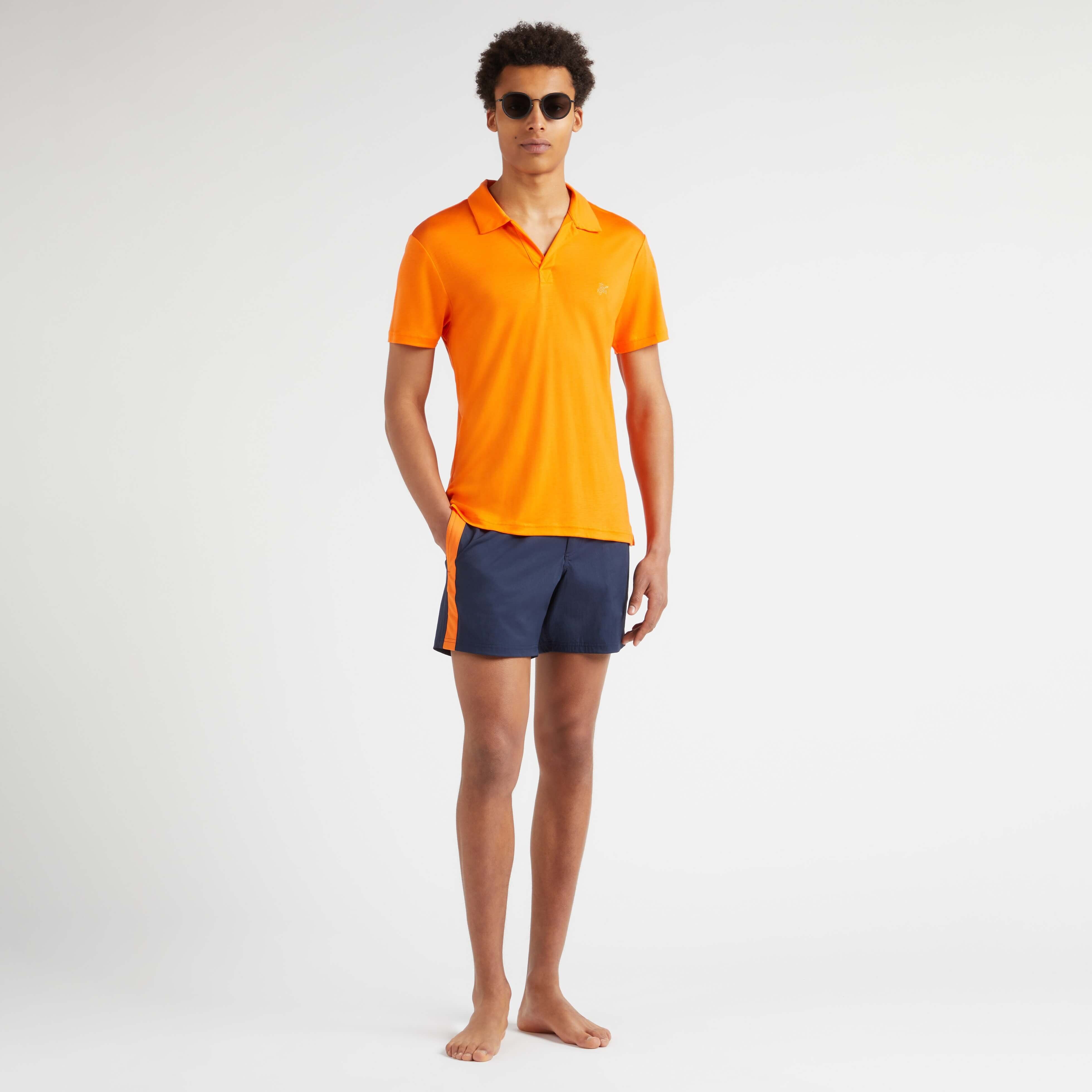 Men Stretch Swim Trunks Flat Belt Color Block - 5
